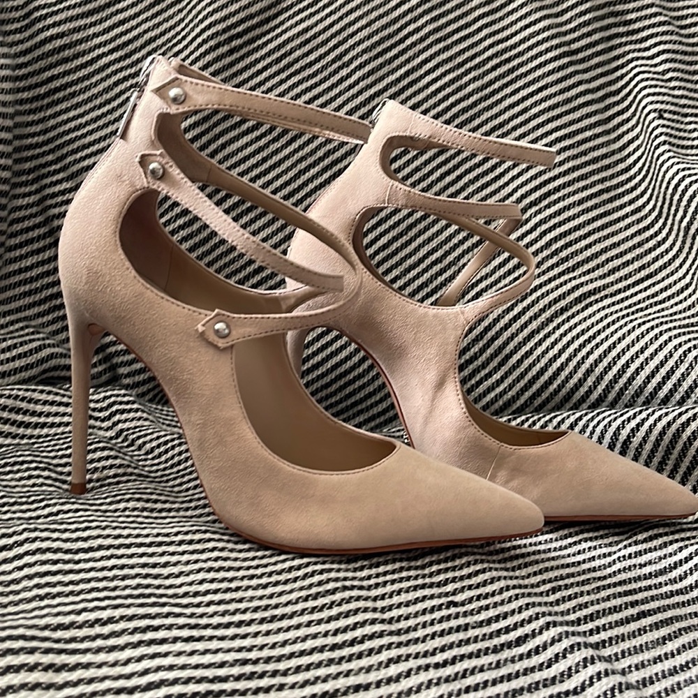 Schutz nude suede stiletto heels